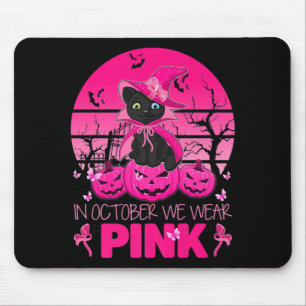 Alfombrilla De Ratón En Octubre, Usamos Un Gato Rosa Corto De Halloween