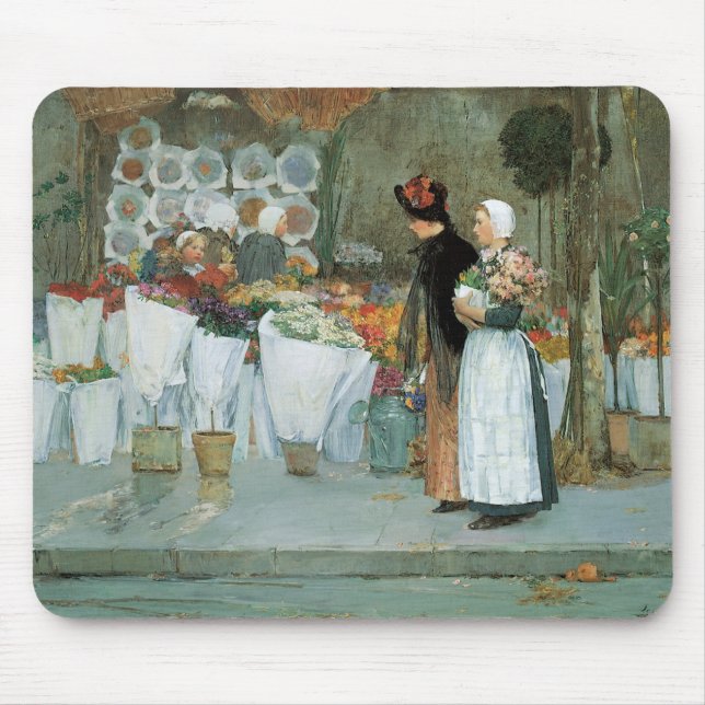 Alfombrilla De Ratón En The Florist, por Childe Hassam, Bella Artes de  (Frente)