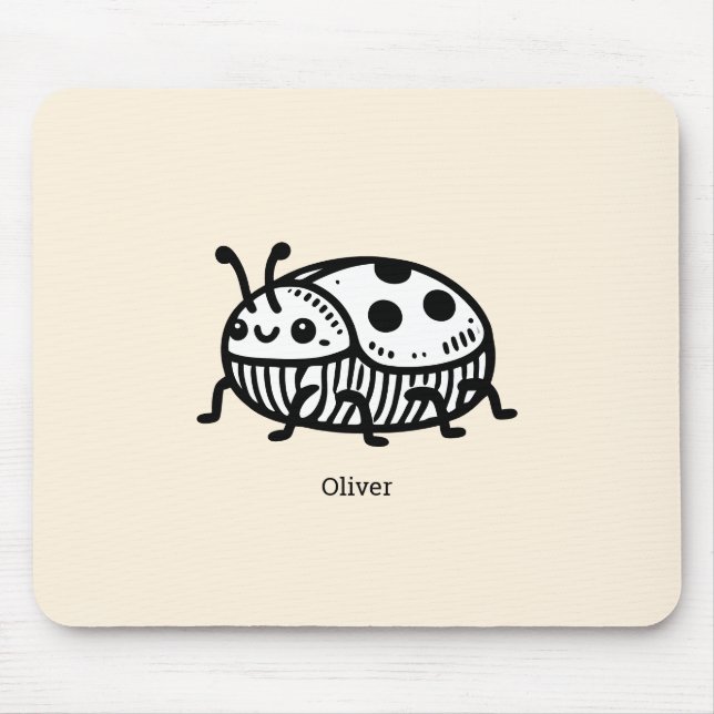 Alfombrilla De Ratón Encantador Ilustracion de escarabajo a mano (Frente)