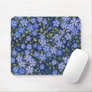 Alfombrilla De Ratón Encantadoras Flores de Vinca Dispersas Azul Profun