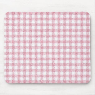Alfombrilla De Ratón Encanto de Gingham Rosa y Blanco aterciopelado