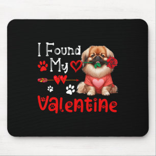 Alfombrilla De Ratón Encontré a mi valentín pekinés con flor lindo él
