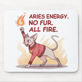 Alfombrilla De Ratón Energía de Aries Gato Sphynx Sin Pelo Todo Fuego A