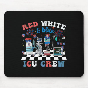 Alfombrilla De Ratón Enfermera De Icu Azul Blanco Rojo Independencia 4