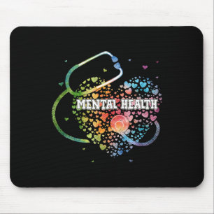 Alfombrilla De Ratón Enfermera de salud mental Watercol Love Heart Scru