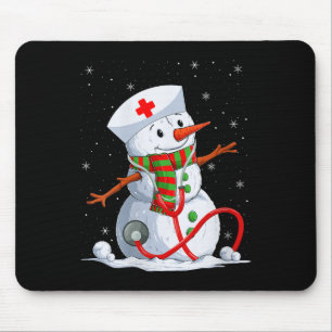 Alfombrilla De Ratón Enfermera del muñeco de nieve femenino estetoscopi