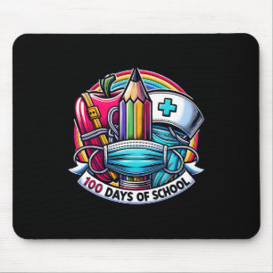 Alfombrilla De Ratón Enfermera divertida Rainbow 100 días de té escolar