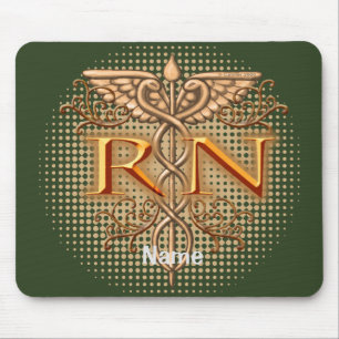 Alfombrilla De Ratón Enfermera Fancy Copper Caduceus RN