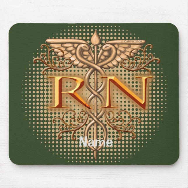 Alfombrilla De Ratón Enfermera Fancy Copper Caduceus RN (Frente)