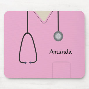 Alfombrilla De Ratón Enfermera médica escudos rosados Mousepad