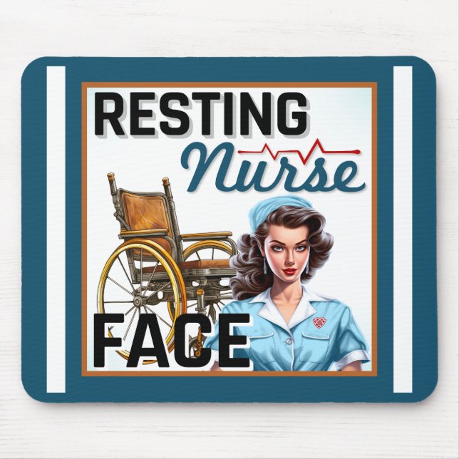 Alfombrilla De Ratón Enfermera nostálgica lindo Pinup Enfermera de enfe (Frente)