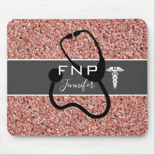 Alfombrilla De Ratón Enfermera practicante Stethoscope Rosa Purpurina d