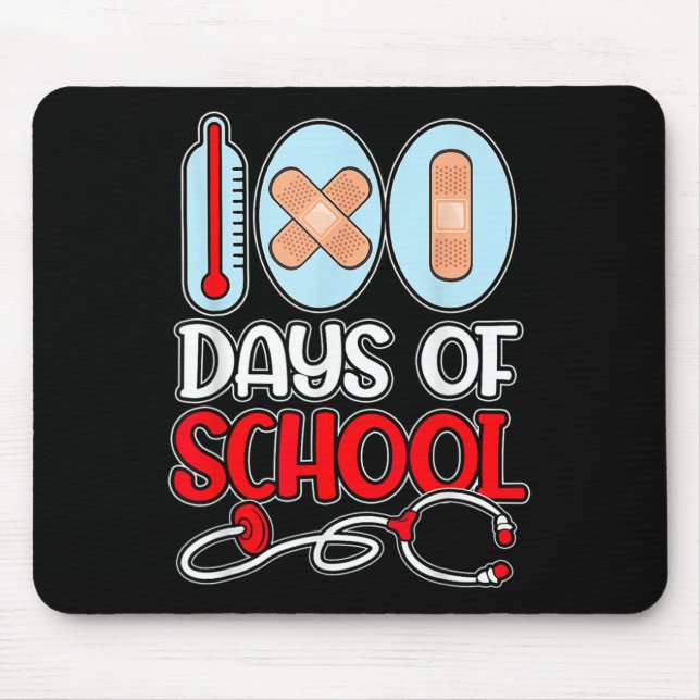 Alfombrilla De Ratón Enfermero escolar 100 días de escuela AMA a Stetho (Frente)