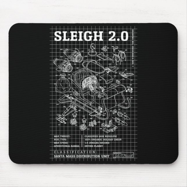 Alfombrilla De Ratón Engineer Christmas Funny Santa Rocket Sleigh Bluep (Frente)