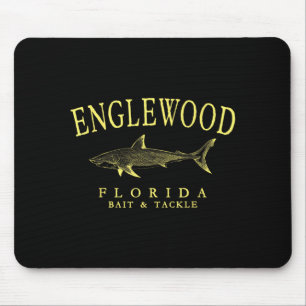Alfombrilla De Ratón Englewood florida tiburón arte vintage amarillo pe