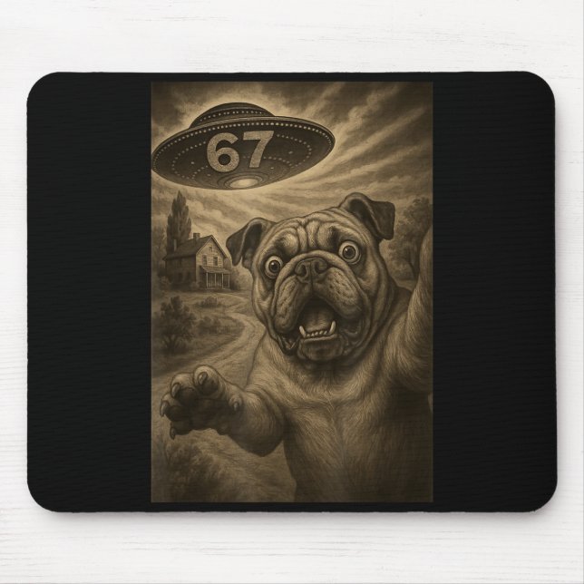 Alfombrilla De Ratón English Bulldog Dog Selfie 67 Meme Six Seven Funny (Frente)