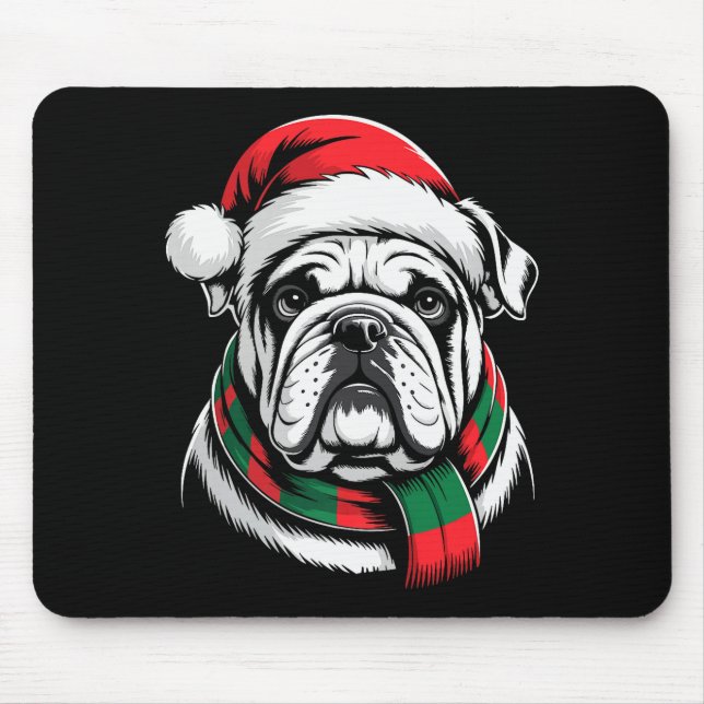 Alfombrilla De Ratón English Bulldog Xmas Santa Hat F Christmas Costume (Frente)