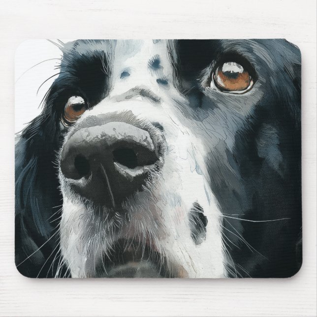 Alfombrilla De Ratón English springer spaniel portrait with ticking (Frente)
