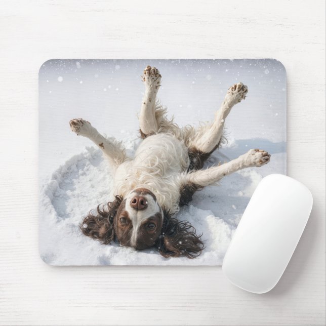 Alfombrilla De Ratón English Springer Spaniel Snow Angel (Con ratón)