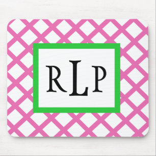 Alfombrilla De Ratón Enrejado rosado Mousepad con monograma