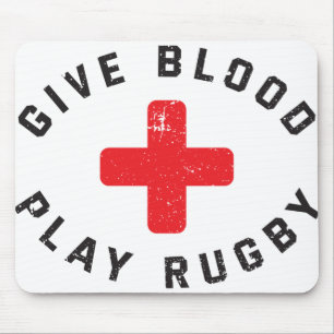 Alfombrilla De Ratón Entregar juego de sangre Rugby Funny Rugby Player
