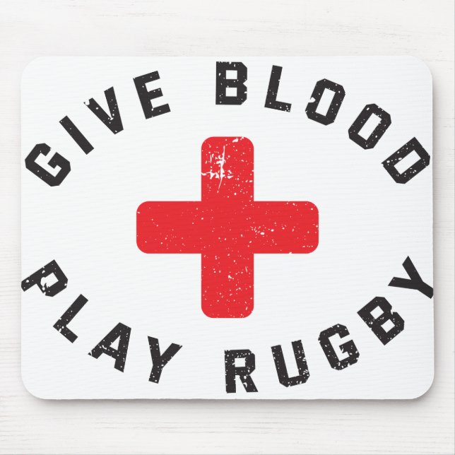 Alfombrilla De Ratón Entregar juego de sangre Rugby Funny Rugby Player (Frente)
