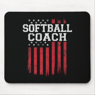 Alfombrilla De Ratón Entrenador De Softbol Orgullosa Bandera Estadounid