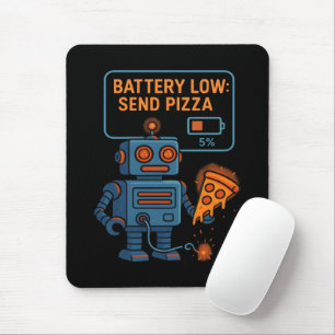Alfombrilla De Ratón Enviar Robot de Pizza Batería 5% Divertido para Am
