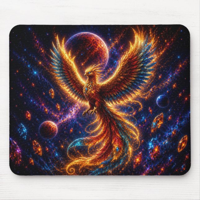 Alfombrilla De Ratón Epic Blue & Gold Celestial Phoenix Mouse Pad (Frente)