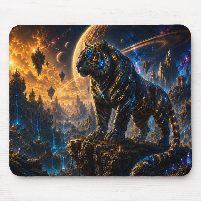 Alfombrilla De Ratón Epic Blue & Gold Celestial Tiger Mouse Pad (Frente)