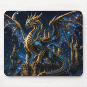 Alfombrilla De Ratón Epic Blue & Gold Fantasy Dragon Mouse Pad