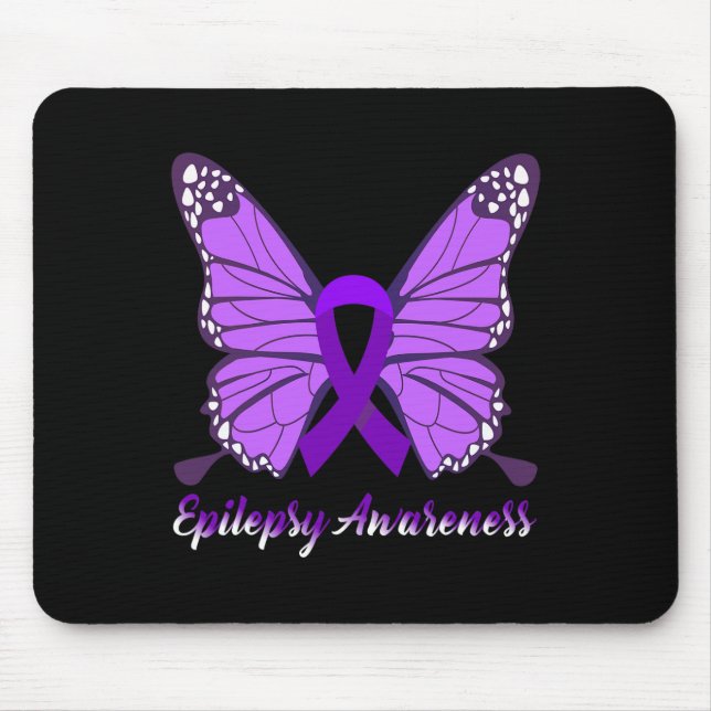 Alfombrilla De Ratón Epilepsia Awareness Butfly Púrpura Cinta Epileps (Frente)