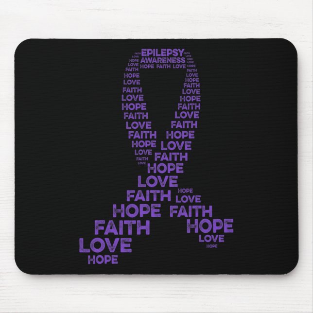 Alfombrilla De Ratón Epilepsia Awareness Hope Faith Love Purple Ribbon  (Frente)