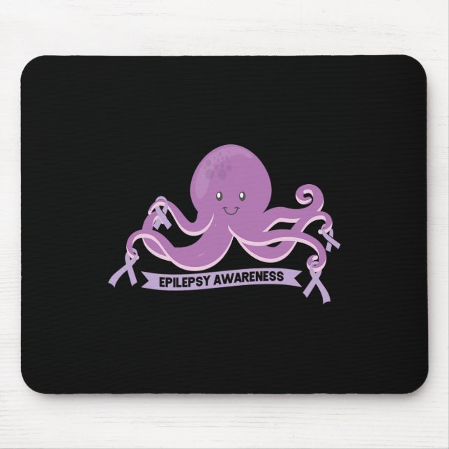Alfombrilla De Ratón Epilepsia Awareness Ribbon Octopus (Frente)
