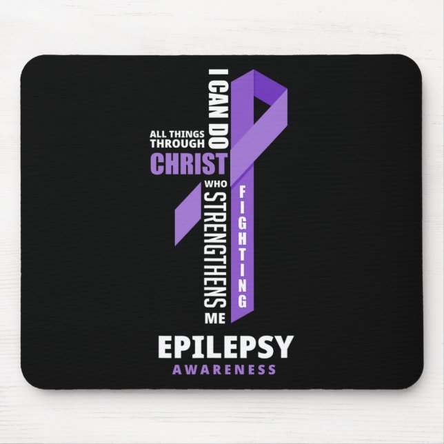 Alfombrilla De Ratón Epilepsia Guerrero Dios Jesucristo Epilepsia Aware (Frente)