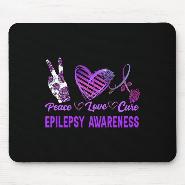 Alfombrilla De Ratón Epilepsia Sensibilización Paz Amor Cure Purple Reg (Frente)