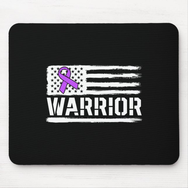 Alfombrilla De Ratón Epilepsia Warrior Gira Púrpura Bandera Americana A (Frente)