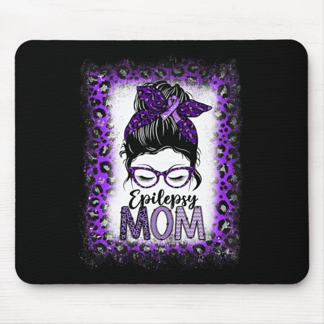 Alfombrilla De Ratón Epilepsy Mom Messy Bun Epilepsy Awareness Purple R (Frente)