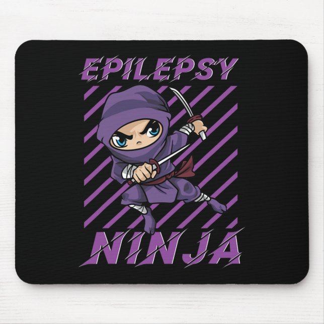 Alfombrilla De Ratón Epilepsy Ninja Purple Ribbon Convulsiones de Conci (Frente)