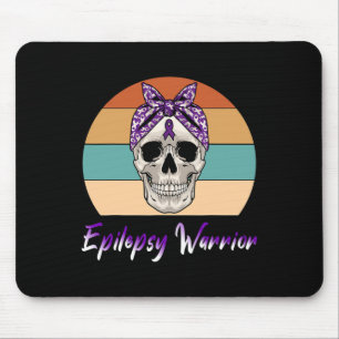 Alfombrilla De Ratón Epilepsy Warrior Vintage Skull Purple Ribbon Epile