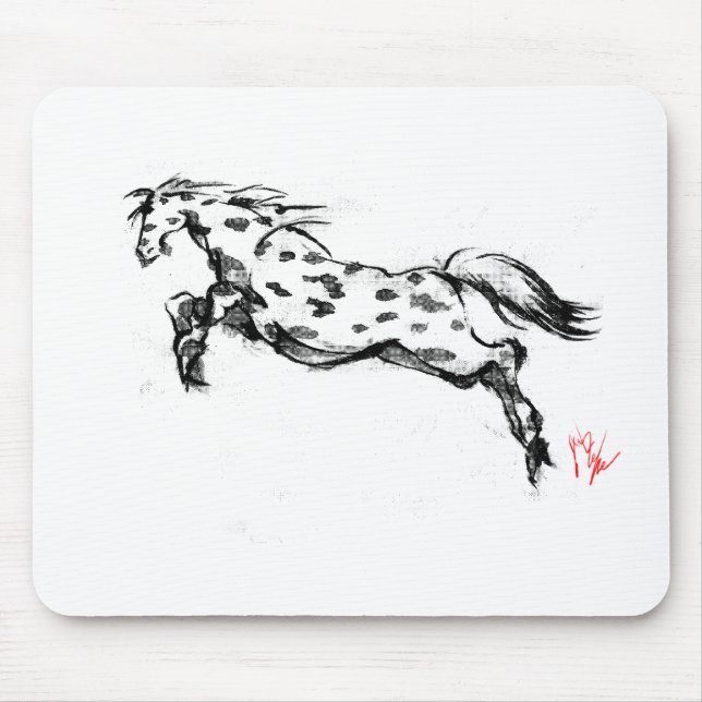 Alfombrilla De Ratón Equestrian japonés del sumi del arte del caballo (Frente)