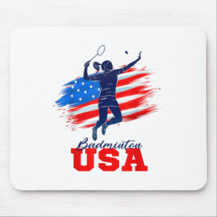 Alfombrilla De Ratón Equipo de apoyo de Badminton Usa Bandera Americana
