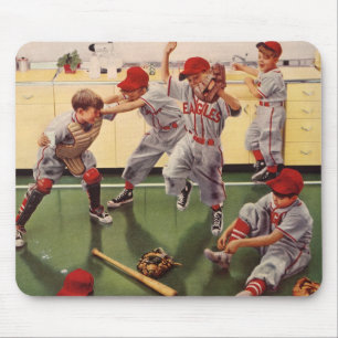 Alfombrilla De Ratón Equipo de béisbol deportivo vintage, niños jugando
