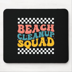 Alfombrilla De Ratón Equipo de limpieza de playa Diseño retro groovy pa