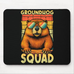 Alfombrilla De Ratón Equipo de marmota feliz día de la marmota retro vi