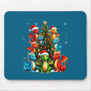 Alfombrilla De Ratón Equipo del árbol de Navidad dragón sombrero de San
