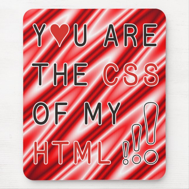 Alfombrilla De Ratón Eres mi CSS - ondas blancas rojas (Frente)