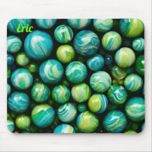 Alfombrilla De Ratón ERIC ~ Zany Shades of Green and Blue ~ Marbles ~ ~