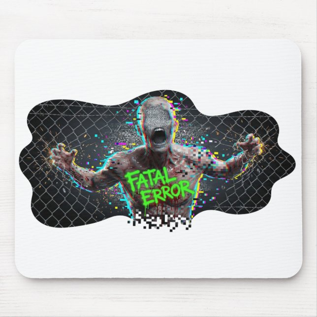 Alfombrilla De Ratón Error Fatal – Zombie Glitch Terror Cibernético (Frente)