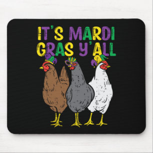 Alfombrilla De Ratón Es Mardi Gras Yall 3 Pollos Graciosos Campesinos H